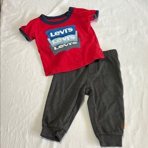 12M Levi's t-shirt and Timberland sweatpants